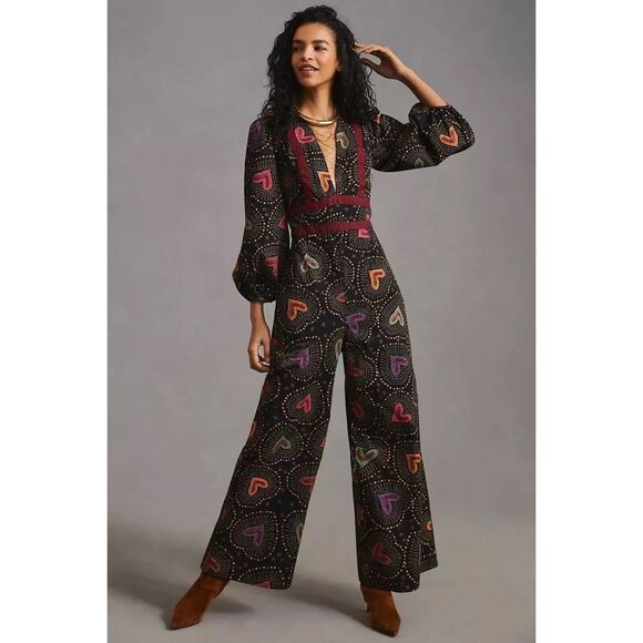 Anthropologie x Farm Rio Deep-V Jumpsuit Size XL